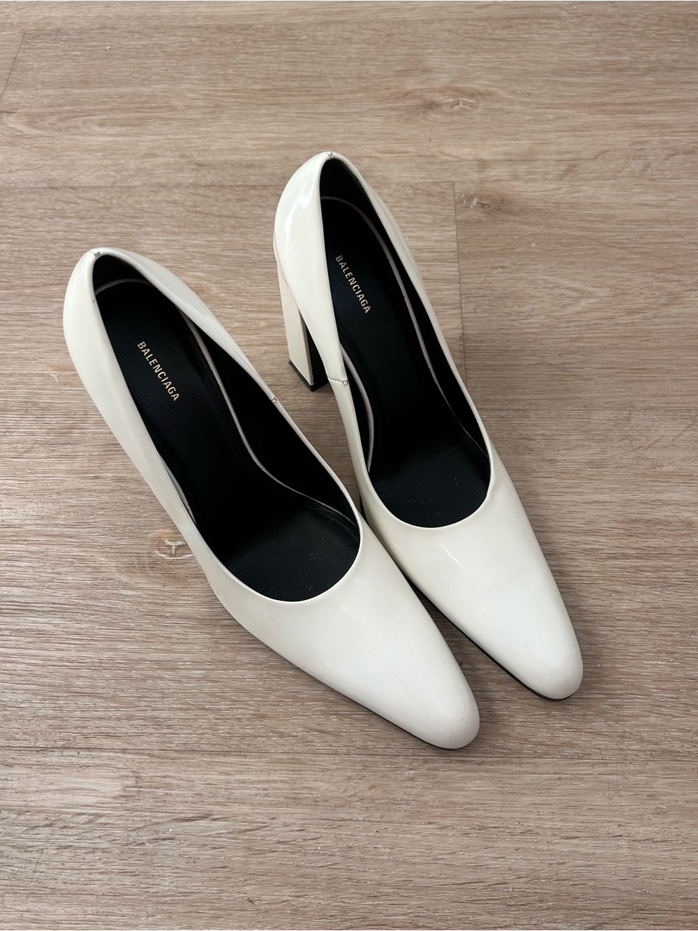 Balenciaga White Architectural Pointed Pump